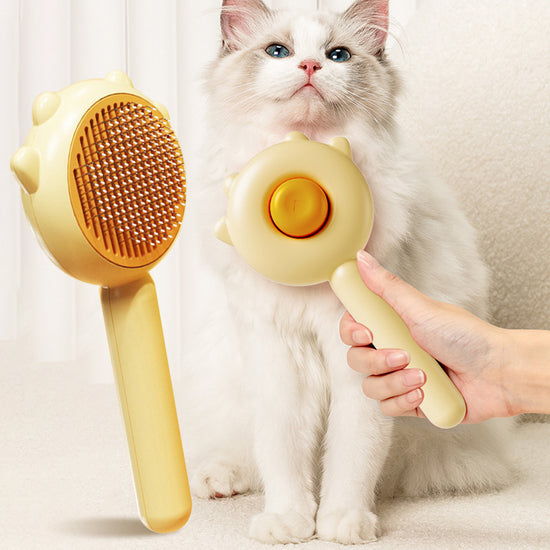 Pet Grooming Comb - Self-Cleaning Slicker Brush for Dogs & Cats Hair Removal
